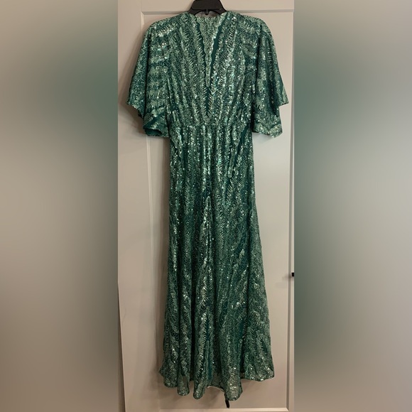 NWT Maje Green Sequin Maxi Dress US XS / FR 34 Formal Gown Wedding Guest Holiday - Picture 13 of 16